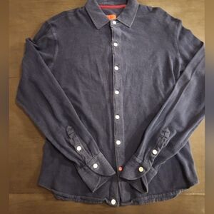 Isaia Napoli Jersey Navy Blue Long Sleeve Cotton Button Down Shirt 41 | 16